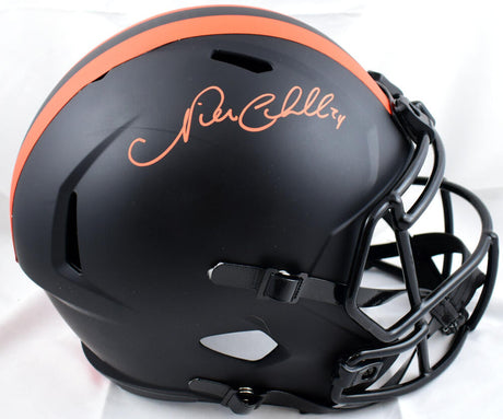 Nick Chubb Autographed Cleveland Browns F/S Eclipse Speed Helmet - Beckett W Hologram *Orange Image 1