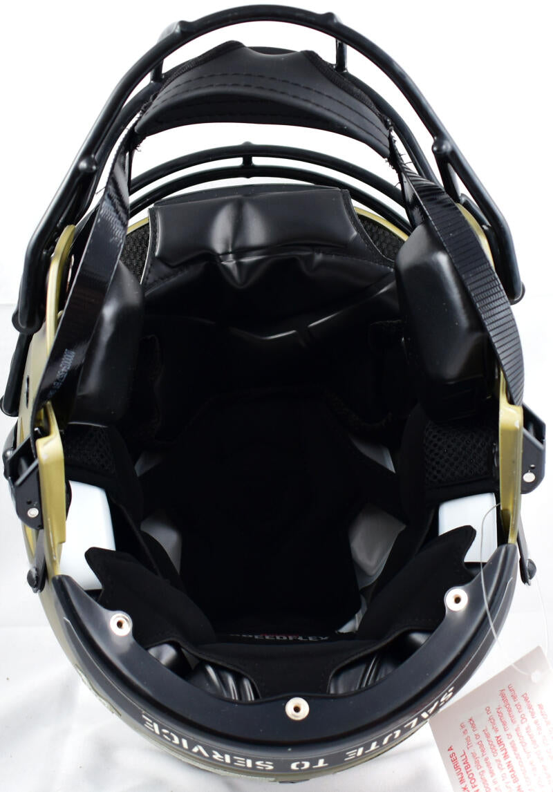 Joe Montana Autographed San Francisco 49ers F/S Salute to Service Speed Flex Helmet- Fanatics *Gold Image 5