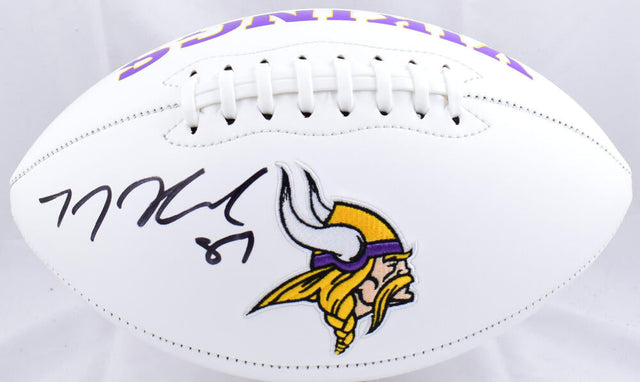 TJ Hockenson Autographed Minnesota Vikings Logo Football- Beckett W Hologram *Black Image 1