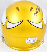 TJ Hockenson Autographed Minnesota Vikings Flash Speed Mini Helmet- Beckett W Hologram *Black Image 3