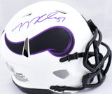 TJ Hockenson Autographed Minnesota Vikings Lunar Speed Mini Helmet- Beckett W Hologram *Purple Image 1