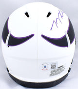 TJ Hockenson Autographed Minnesota Vikings Lunar Speed Mini Helmet- Beckett W Hologram *Purple Image 3