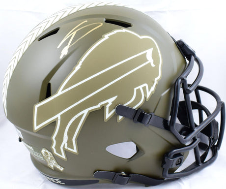 Stefon Diggs Autographed Buffalo Bills F/S Salute to Service Speed Helmet-Beckett W Hologram *Gold Image 1