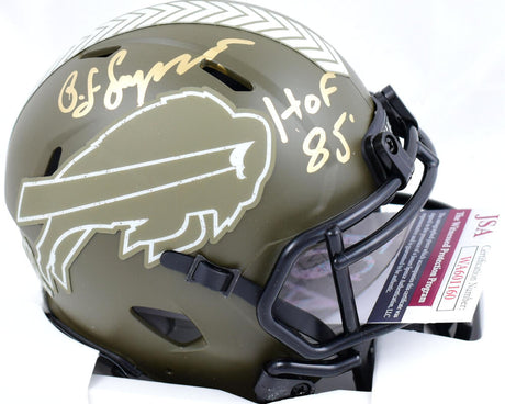 O.J. Simpson Autographed Buffalo Bills Salute to Service Speed Mini Helmet w/HOF - JSA W *Gold Image 1
