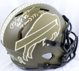 O.J. Simpson Autographed Buffalo Bills F/S Salute to Service Speed Helmet w/HOF, Yds.- JSA W *Gold Image 1