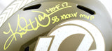 Kurt Warner Autographed F/S Rams Salute to Service Speed Authentic Helmet w/HOF, SB MVP-Beckett W Hologram *Yellow Image 2
