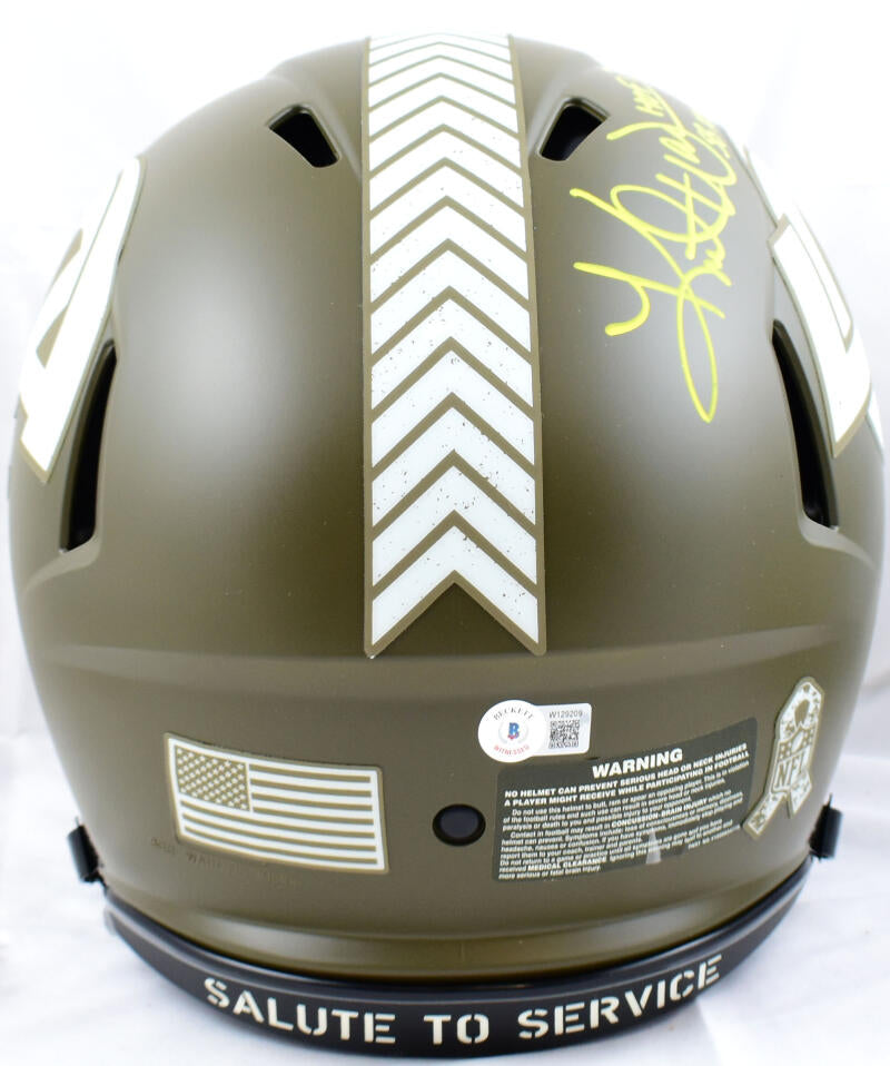 Kurt Warner Autographed F/S Rams Salute to Service Speed Authentic Helmet w/HOF, SB MVP-Beckett W Hologram *Yellow Image 3