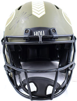 Andre Johnson Autographed Houston Texans F/S Salute to Service Speed Authentic Helmet- Beckett W Hologram *Black Image 4