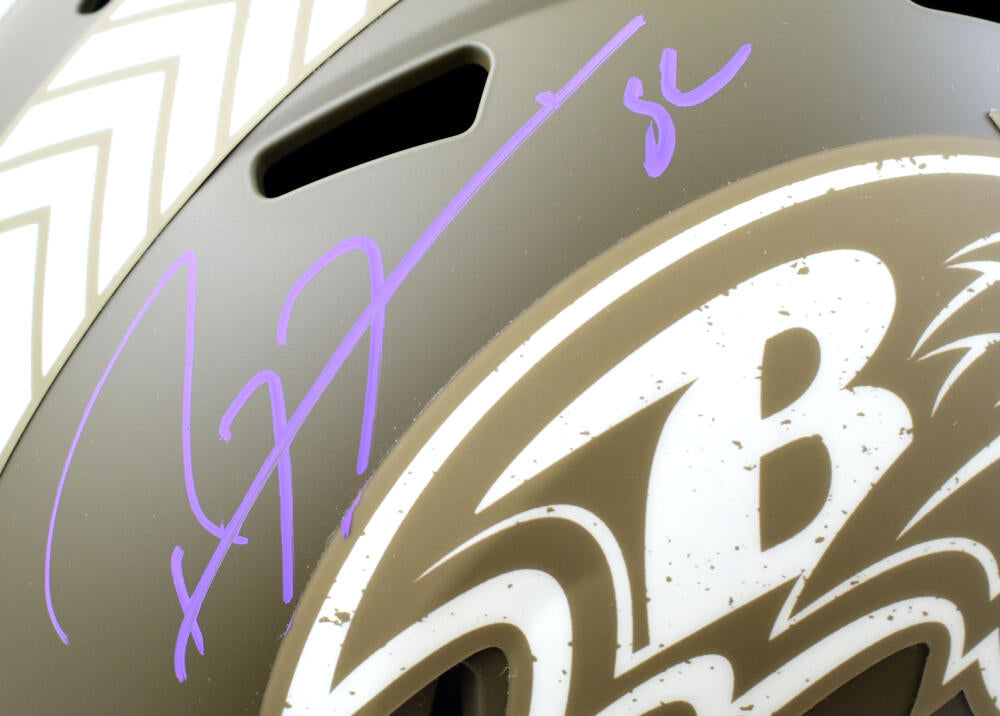Ray Lewis Autographed Baltimore Ravens F/S Salute to Service Speed Helmet-Beckett W Hologram *Purple Image 2