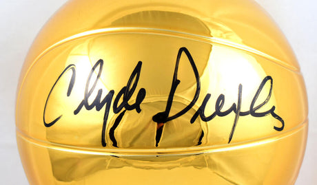 Clyde Drexler Houston Rockets Autographed 12'' Mini NBA Trophy- Beckett W Hologram *Black Image 2
