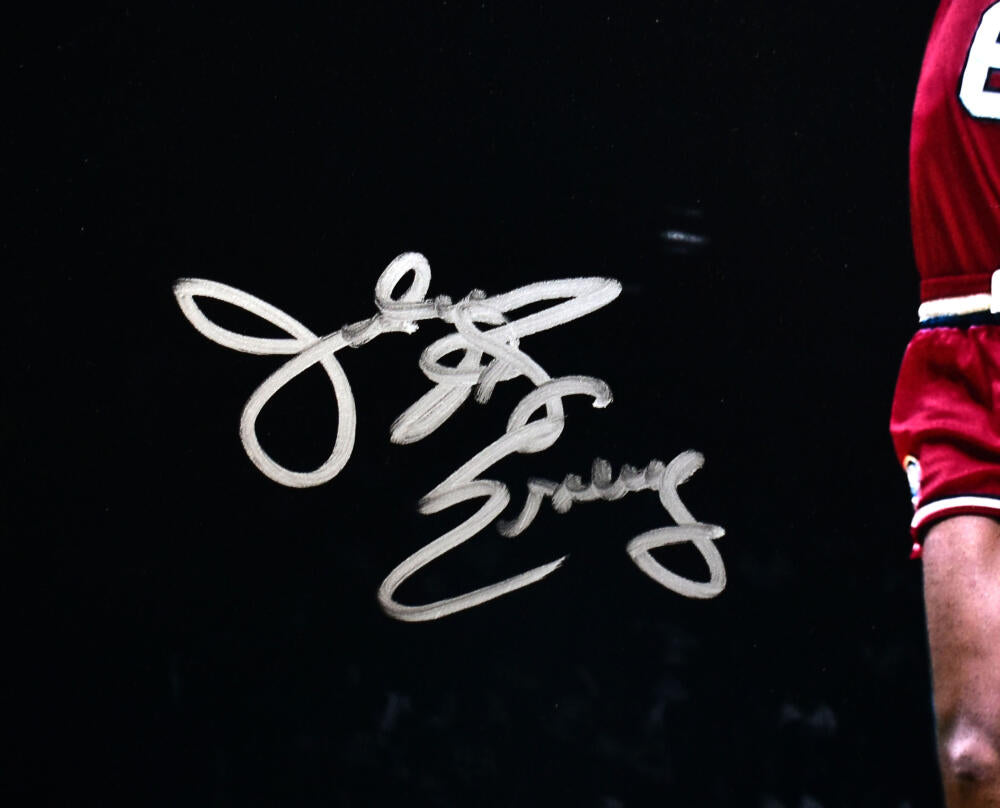 Julius Erving Autographed 76ers 16x20 FP B&W Spotlight Dunk - Beckett W Hologram *Silver Image 2