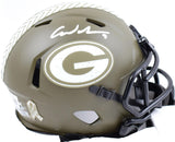 Christian Watson Autographed Green Bay Packers Salute to Service Speed Mini Helmet-Beckett W Hologram *White Image 1