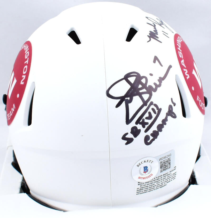 Joe Theismann Mark Rypien Signed WFT Speed Lunar Mini Helmet w/SB-Beckett W Hologram *Black Image 4