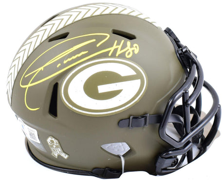 Donald Driver Autographed Green Bay Packers Salute to Service Speed Mini Helmet-Beckett W Hologram *Yellow Image 1