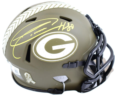 Donald Driver Autographed Green Bay Packers Salute to Service Speed Mini Helmet-Beckett W Hologram *Yellow Image 2