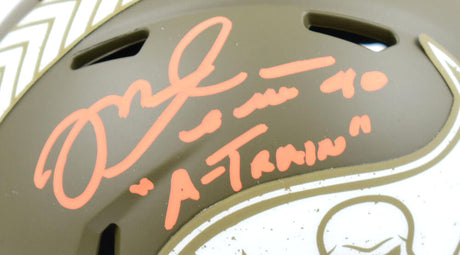Mike Alstott Autographed Buccaneers Salute to Service Speed Mini Helmet W/A-Train - Beckett W Hologram *Orange Image 2