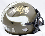 Adrian Peterson Signed Vikings Salute to Service Speed Mini Helmet-Beckett W Hologram *Gold Image 1