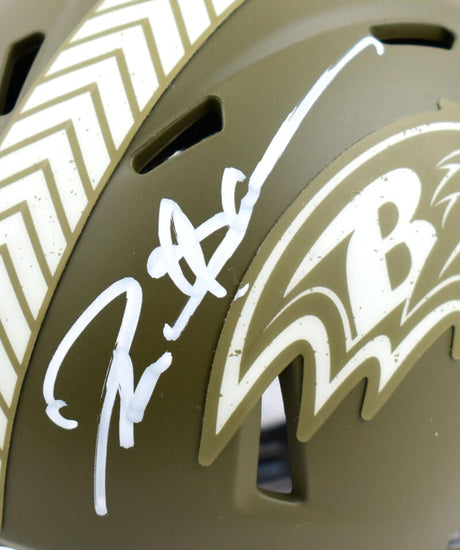 Deion Sanders Autographed Ravens Salute to Service Speed Mini Helmet-Beckett W Hologram *White Image 2