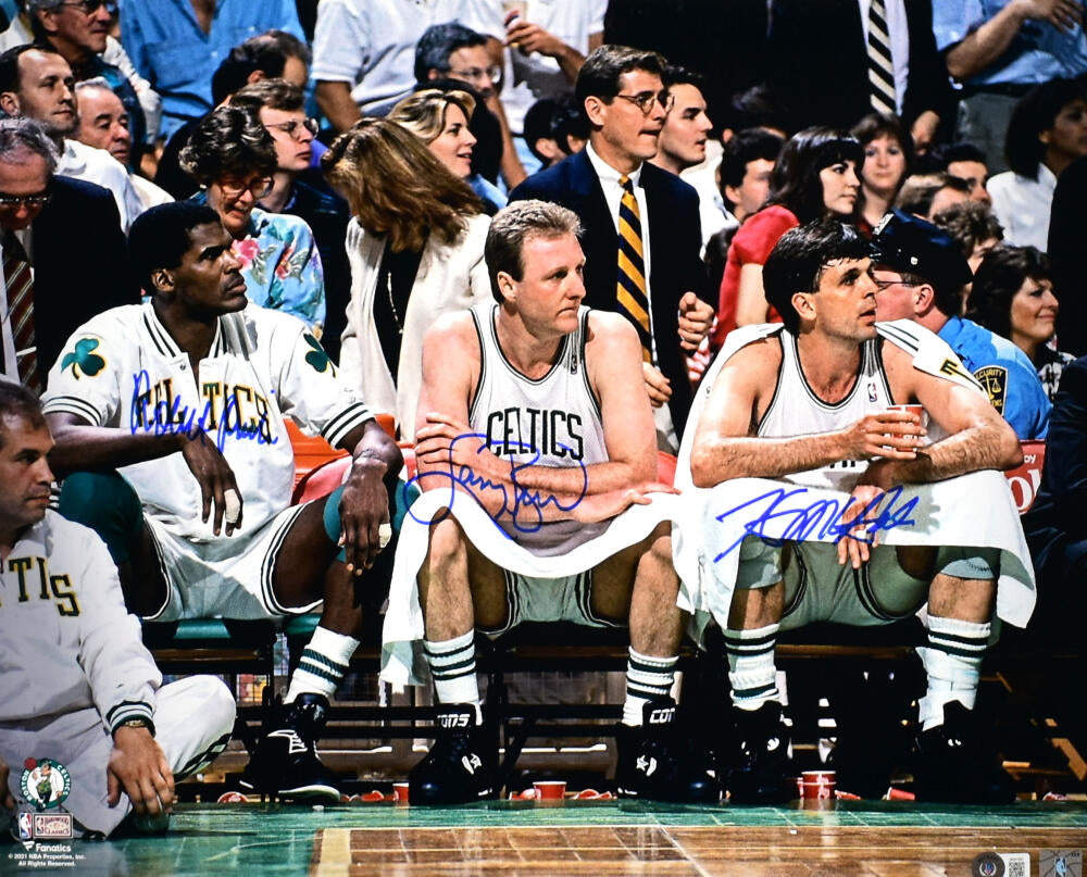 Larry Bird Robert Parish Kevin McHale Boston Celtics 16x20 Bench Photo-Beckett W Hologram *Blue Image 1