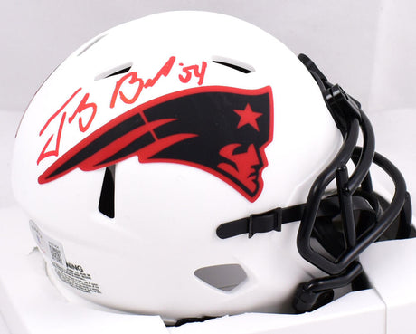 Tedy Bruschi Autographed New England Patriots Lunar Speed Mini Helmet-Beckett W Hologram *Red Image 1