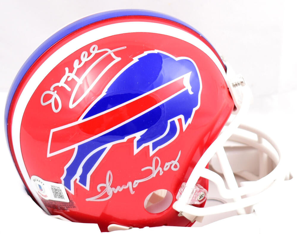 Jim Kelly Thurman Thomas Autographed Buffalo Bills 87-01 Mini Helmet-Beckett W Hologram *Silver Image 1