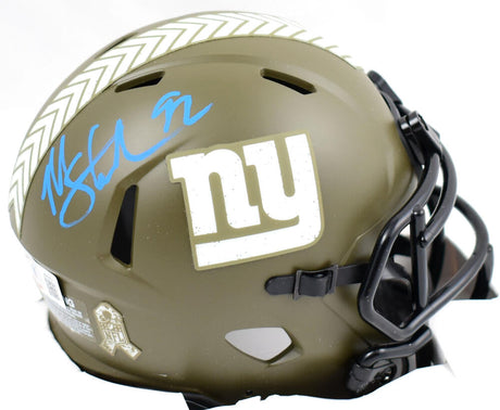 Michael Strahan Autographed New York Giants Salute to Service Speed Mini Helmet-Beckett W Hologram *Blue Image 1