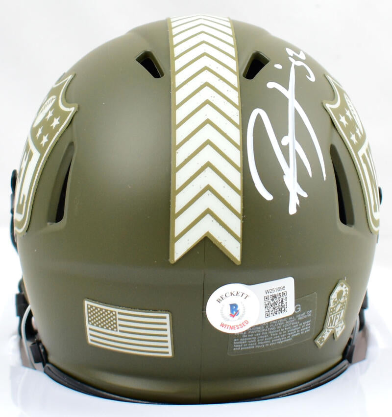 Ray Lewis Autographed NFL Salute to Service Speed Mini Helmet-Beckett W Hologram *White Image 2
