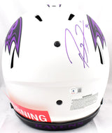 Ray Lewis Autographed Baltimore Ravens F/S Lunar Speed Authentic Helmet-Beckett W Hologram *Purple Image 3