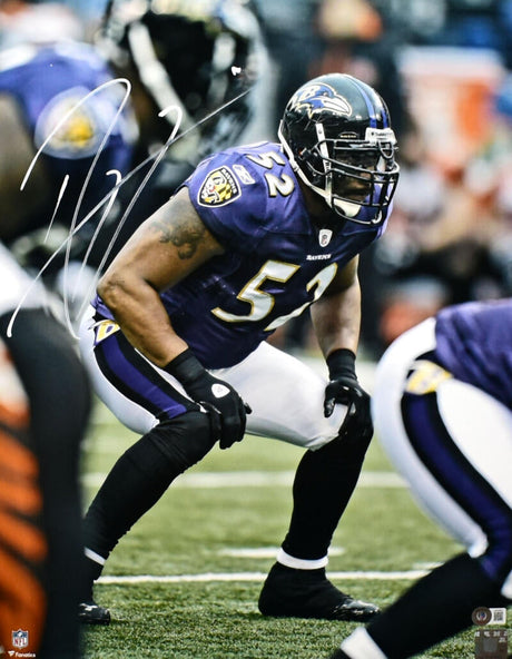 Ray Lewis Autographed Baltimore Ravens 16x20 Stance Photo -Beckett W Hologram *White Image 1