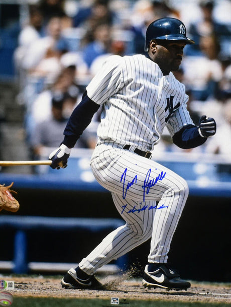 Tim Raines Autographed Yankees 16x20 Batting Photo w/7 Straight All Star- Beckett W Hologram *Blue Image 1