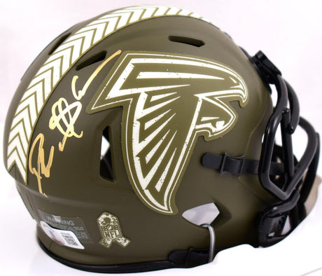 Deion Sanders Autographed Atlanta Falcons Salute to Service Speed Mini Helmet-Beckett W Hologram *Gold Image 1
