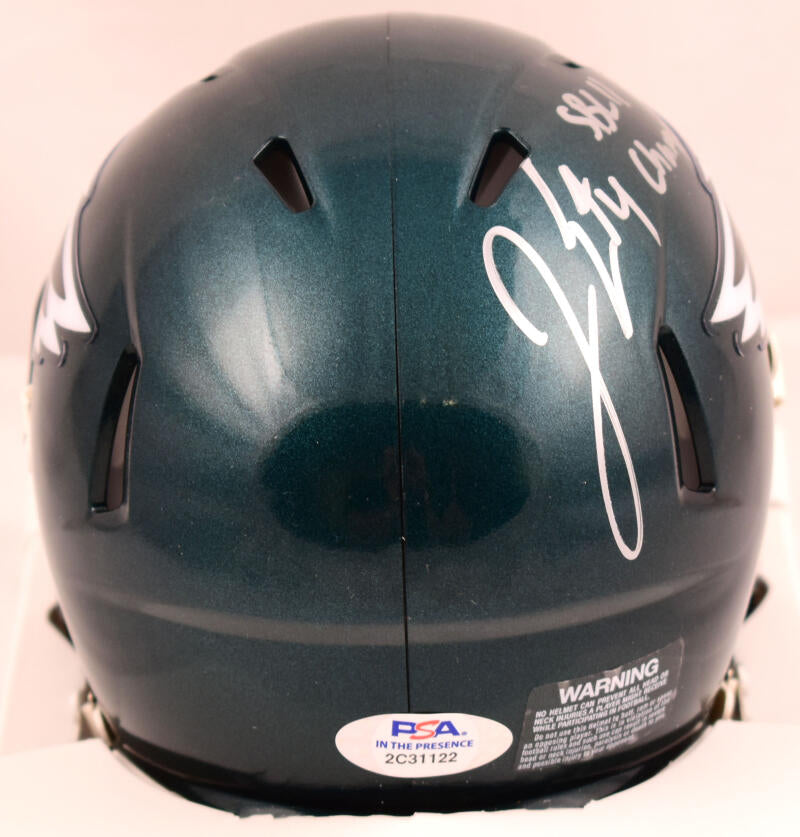 Jake Elliott Autographed Philadelphia Eagles Speed Mini Helmet w/SB Champs- PSA *Silver Image 3
