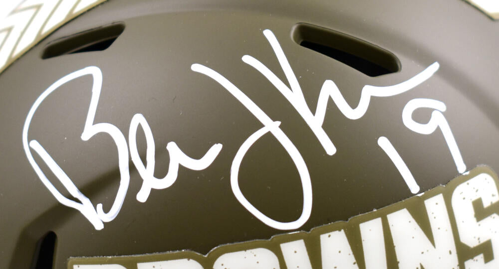 Bernie Kosar Autographed Cleveland Browns Salute to Service Speed Mini Helmet - Beckett W Hologram *White Image 2