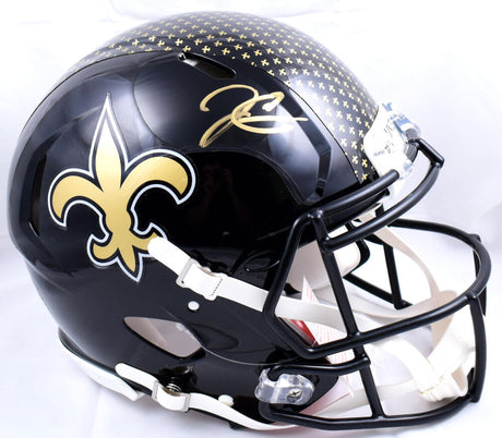 Derek Carr Autographed New Orleans Saints F/S ALT 22 Speed Authentic Helmet-Beckett W Hologram *Gold Image 1