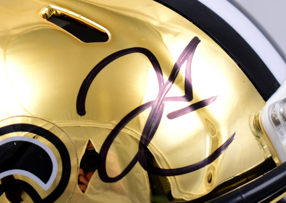 Derek Carr Autographed New Orleans Saints Chrome Speed Mini Helmet-Beckett W Hologram *Black Image 2