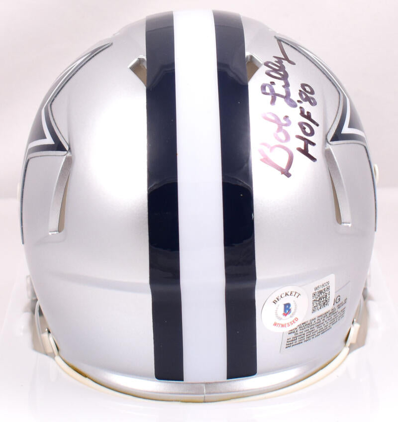 Bob Lilly Autographed Dallas Cowboys Speed Mini Helmet w/HOF-Beckett W Hologram *Black Image 3
