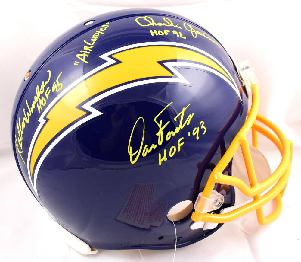 Dan Fouts, Kellen Winslow, Charlie Joiner Autographed Chargers F/S Authentic Helmet w/HOF- Beckett W Hologram Image 1
