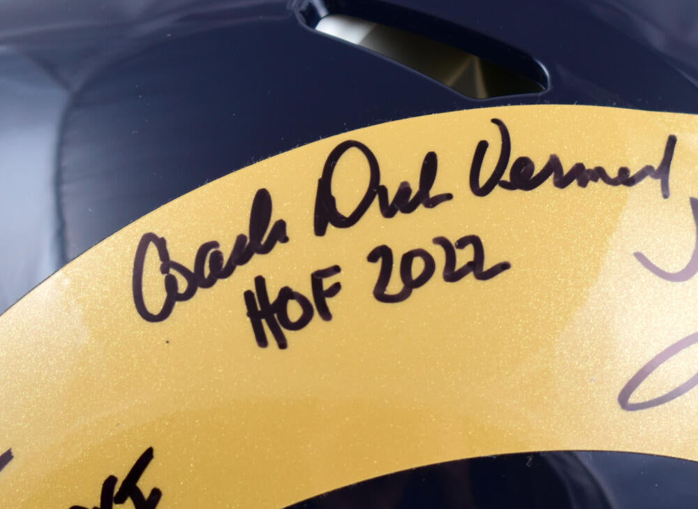 Marshall Faulk Kurt Warner Dick Vermeil Autographed F/S Rams Speed Authentic Helmet w/HOF- Beckett W Hologram *Black Image 3