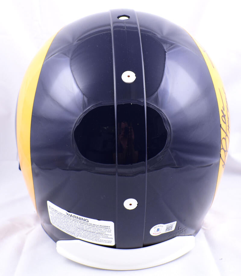 Marshall Faulk Kurt Warner Dick Vermeil Autographed F/S Rams Authentic Helmet w/HOF- Beckett W Hologram *Black Image 5