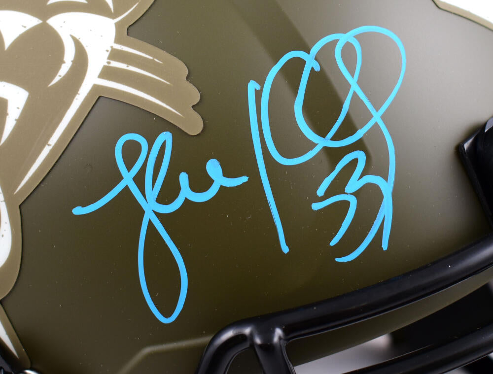 Luke Kuechly Autographed Carolina Panthers F/S Salute to Service Speed Helmet-Beckett W Hologram *Blue Image 2