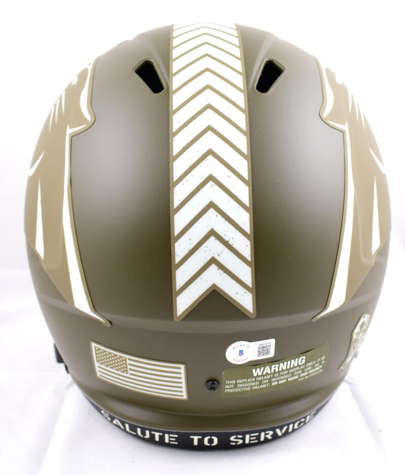 Luke Kuechly Autographed Carolina Panthers F/S Salute to Service Speed Helmet-Beckett W Hologram *Blue Image 3