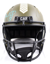 Luke Kuechly Autographed Carolina Panthers F/S Salute to Service Speed Helmet-Beckett W Hologram *Blue Image 4
