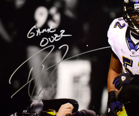 Ray Lewis Signed Baltimore Ravens 16x20 Over Roethlisberger Photo w/Game Over-Beckett W Hologram *Silver Image 2