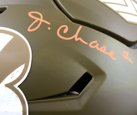 Ja'Marr Chase Autographed Cincinnati Bengals F/S Salute to Service Speed Flex- Beckett W Hologram *Orange Image 2