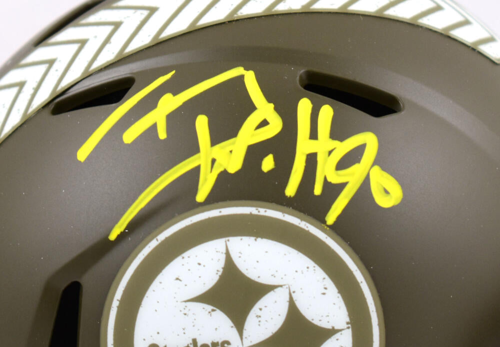 TJ Watt Autographed Pittsburgh Steelers Salute to Service Speed Mini Helmet - Beckett W Hologram *Yellow Image 2