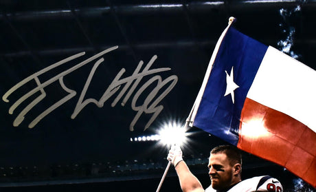 JJ Watt Autographed Houston Texans 16x20 Texas Flag Photo -Beckett W Hologram *Silver Image 2