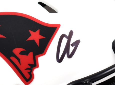Christian Gonzalez Autographed New England Patriots Lunar Speed Mini Helmet-Beckett W Hologram *Black Image 2