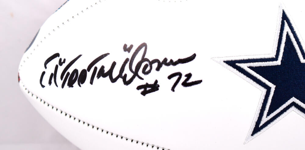 Ed "Too Tall" Jones Autographed Dallas Cowboys Logo Football w/SB Champs -Beckett W Hologram *Black Image 3