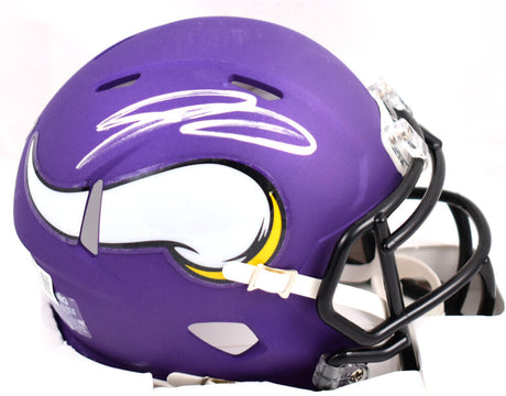 Jordan Addison Autographed Minnesota Vikings Speed Mini Helmet - Beckett W Hologram *Silver Image 1