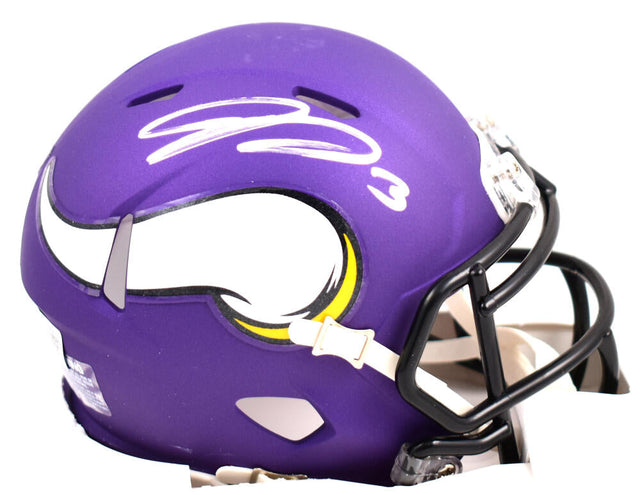 Jordan Addison Autographed Minnesota Vikings Speed Mini Helmet #3- Beckett W Hologram *Silver Image 1